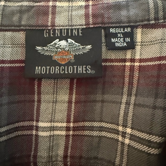 Harley Davidson Men's Racer Font Plaid Button Down Shirt Size XL - Picture 4 of 6